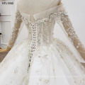 Jancember HTL1552 Boat Neck Longsleeve Heavy Hand Made Wedding Dress Bridal Gown